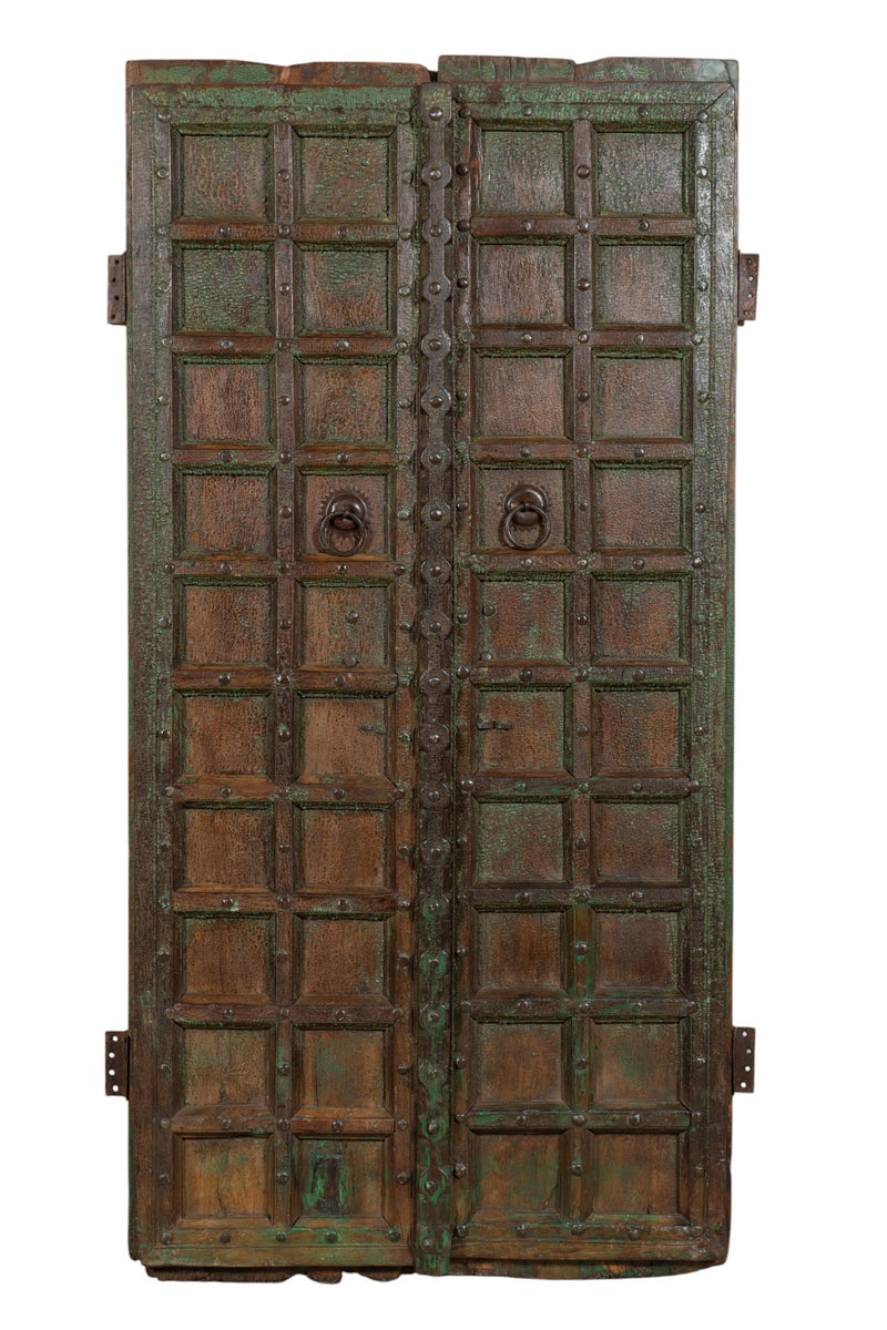 Biscottini Porta portone in legno massello e ferro da interno o da esterno vecchia e antica medievale scorrevole