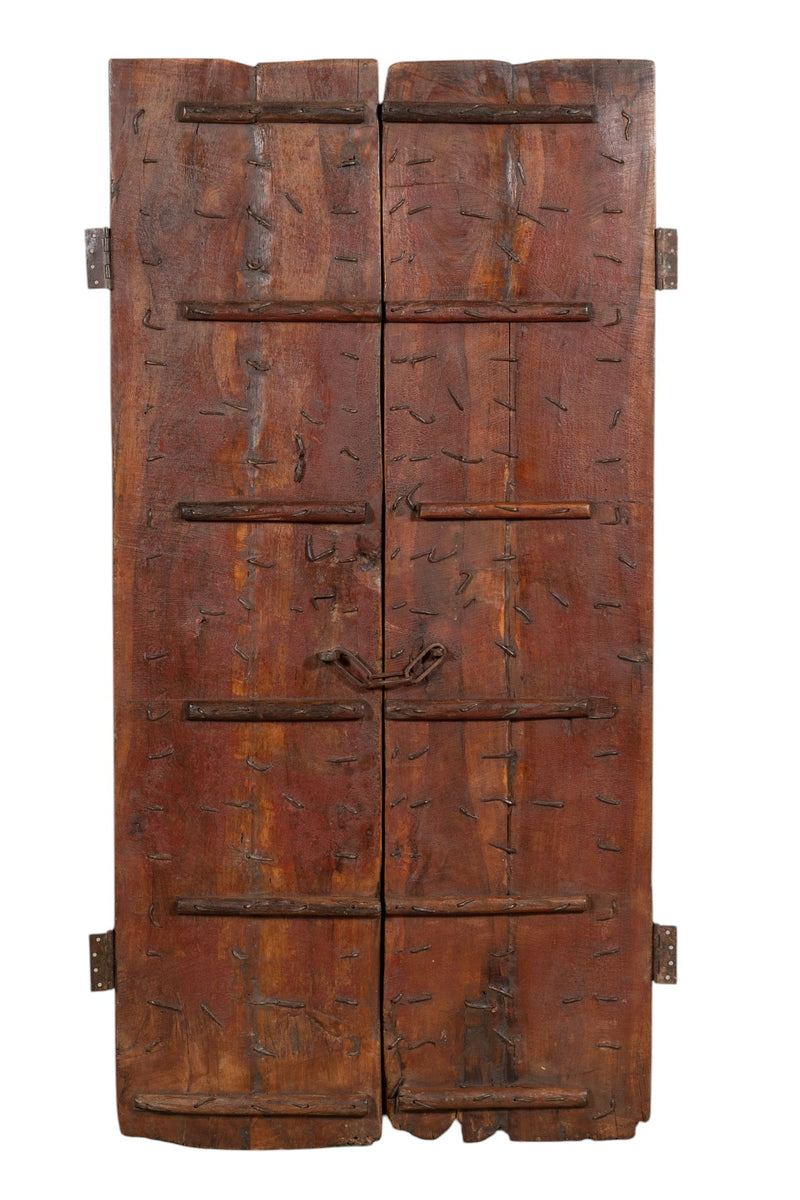 Biscottini Porta portone in legno massello e ferro da interno o da esterno vecchia e antica medievale scorrevole