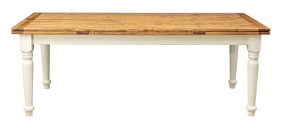 Biscottini Tavolo Country allungabile legno massello di tiglio struttura bianca anticata piano naturale L220xPR100xH80 cm. Made in Italy