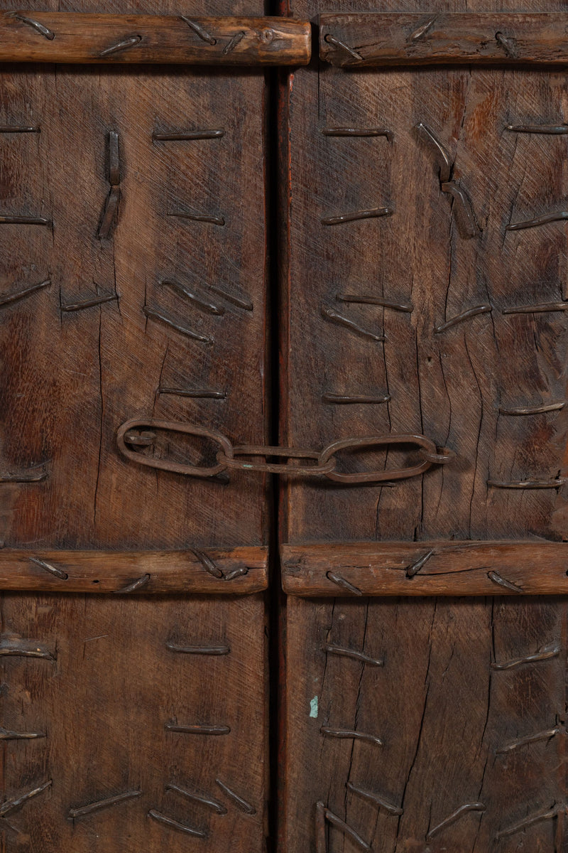 Biscottini Porta portone in legno massello e ferro da interno o da esterno vecchia e antica medievale scorrevole