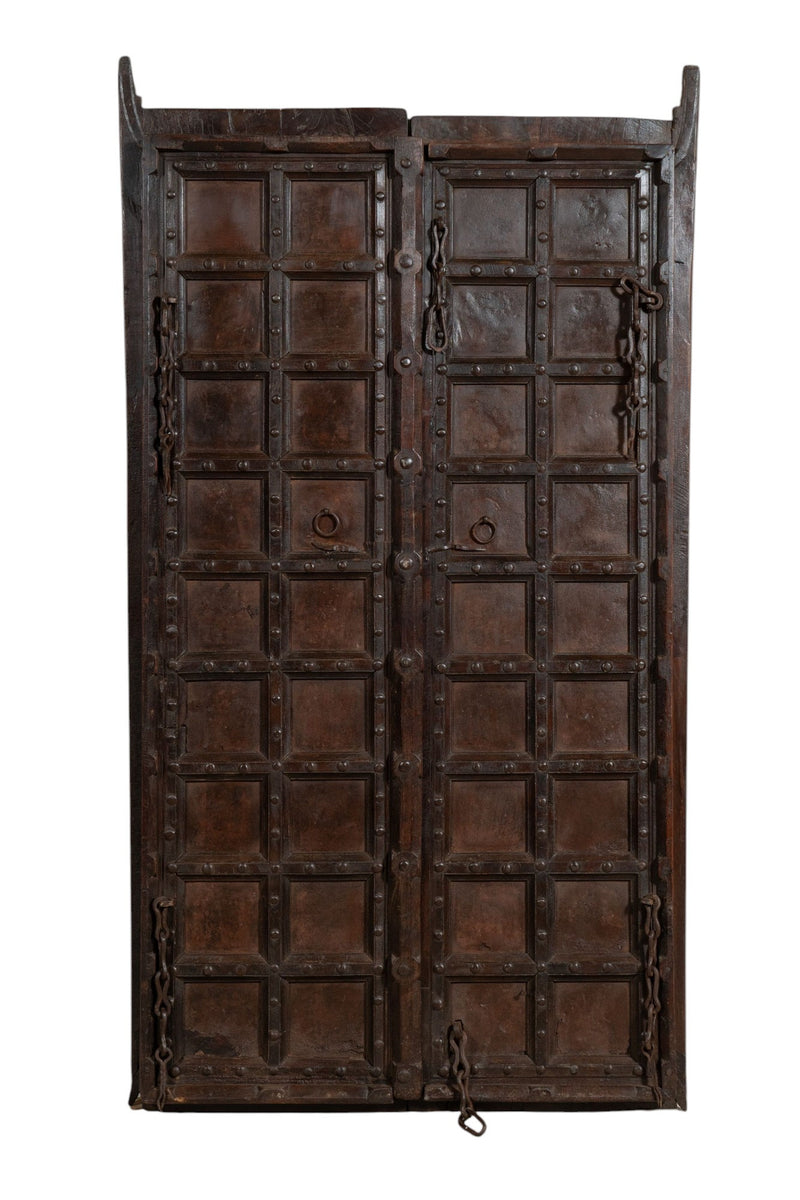 Biscottini Porta portone in legno massello e ferro da interno o da esterno vecchia e antica medievale scorrevole