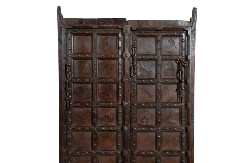 Biscottini Porta portone in legno massello e ferro da interno o da esterno vecchia e antica medievale scorrevole