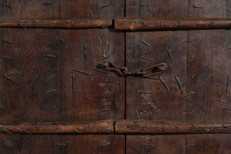 Biscottini Porta portone in legno massello e ferro da interno o da esterno vecchia e antica medievale scorrevole