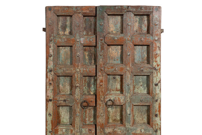 Biscottini Porta portone in legno massello e ferro da interno o da esterno vecchia e antica medievale scorrevole