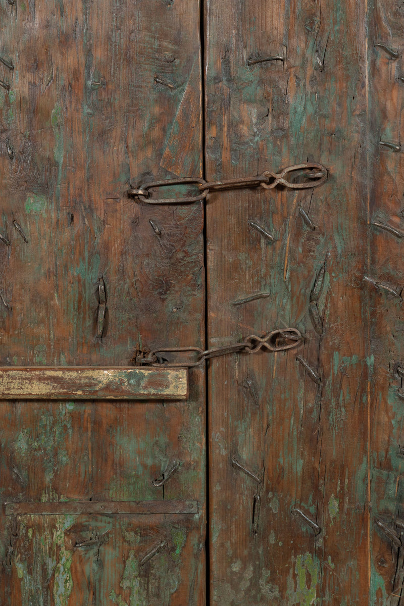 Biscottini Porta portone in legno massello e ferro da interno o da esterno vecchia e antica medievale scorrevole