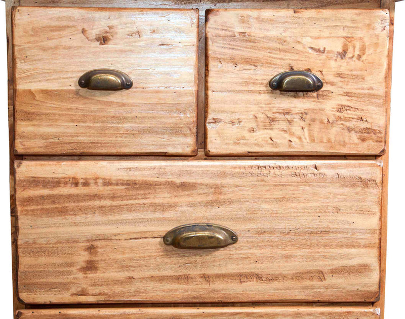 Biscottini Cassettiera Country in legno massello di tiglio finitura naturale L63xPR41xH100 cm. Made in Italy