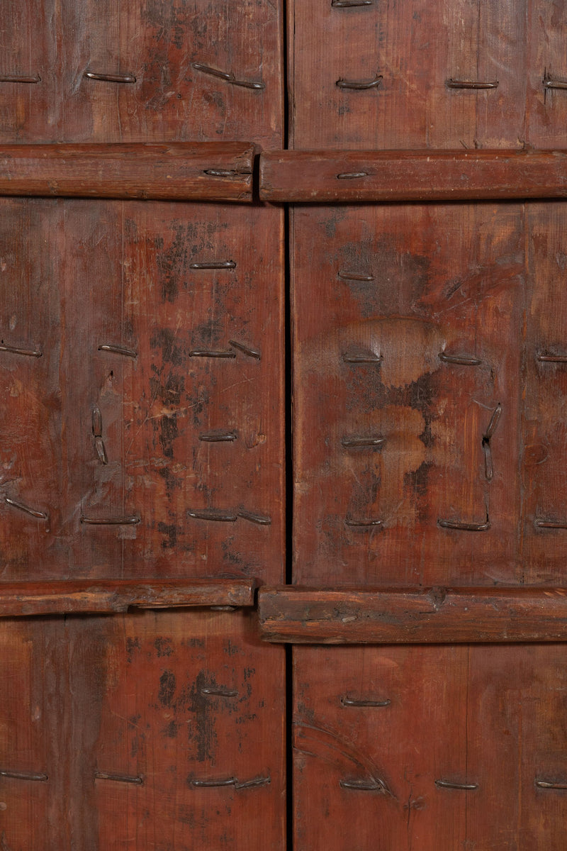 Biscottini Porta portone in legno massello e ferro da interno o da esterno vecchia e antica medievale scorrevole