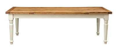 Biscottini Tavolo Country allungabile legno massello di tiglio struttura bianca anticata piano naturale L250xPR100xH80 cm. Made in Italy