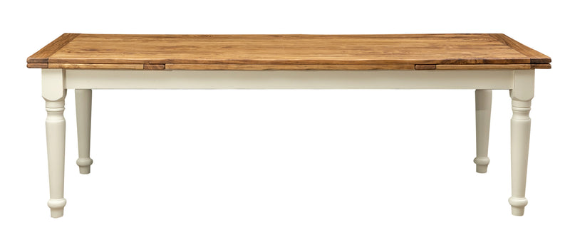 Biscottini Tavolo Country allungabile legno massello di tiglio struttura bianca anticata piano naturale L250xPR100xH80 cm. Made in Italy