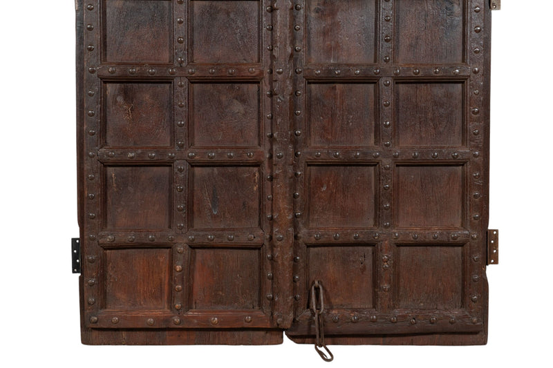 Biscottini Porta portone in legno massello e ferro da interno o da esterno vecchia e antica medievale scorrevole