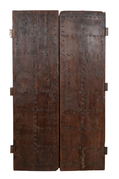 Biscottini Porta portone in legno massello e ferro da interno o da esterno vecchia e antica medievale scorrevole