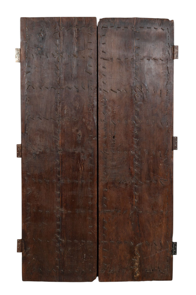 Biscottini Porta portone in legno massello e ferro da interno o da esterno vecchia e antica medievale scorrevole