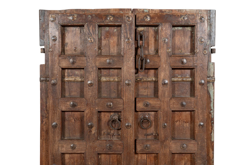 Biscottini Porta portone in legno massello e ferro da interno o da esterno vecchia e antica medievale scorrevole