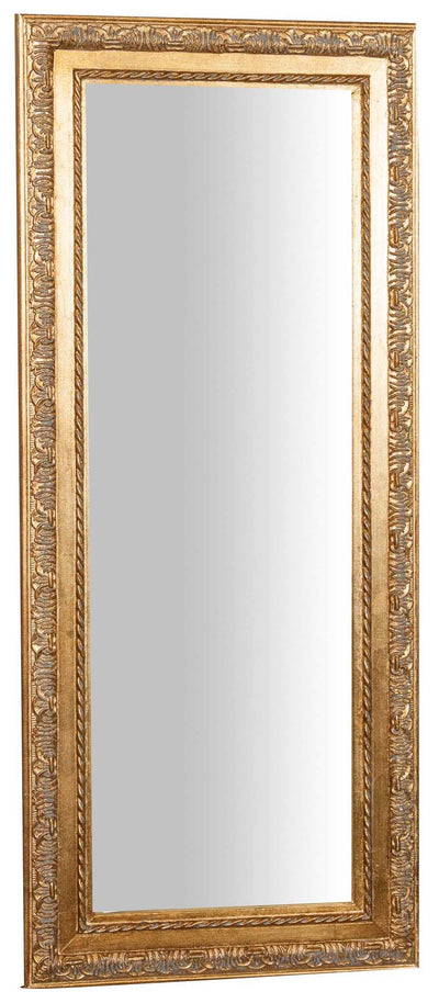 Biscottini Specchio Specchiera da parete e appendere verticale/orizzontale L36xPR4xH83 cm finitura foglia oro anticato.
