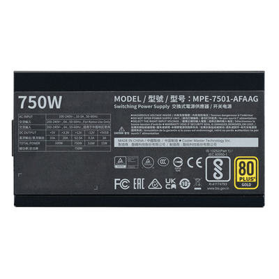 Cooler Master Alimentatore 750w80+ Gold Modulare Mpe-7501-afaag-3eeu