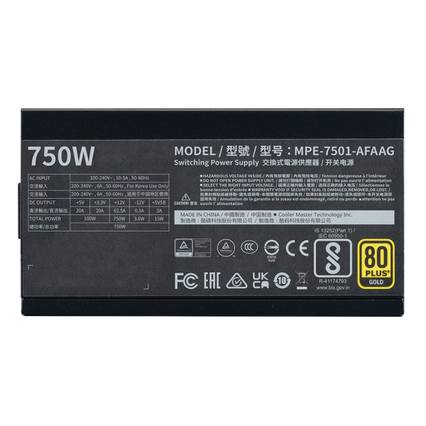 Cooler Master Alimentatore 750w80+ Gold Modulare Mpe-7501-afaag-3eeu