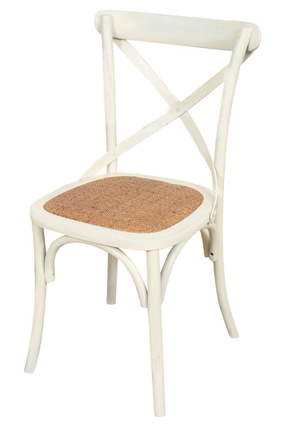 Biscottini Sedia Thonet in massello e seduta in rattan finitura bianca anticata larghezza