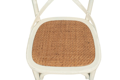 Biscottini Sedia Thonet in massello e seduta in rattan finitura bianca anticata larghezza