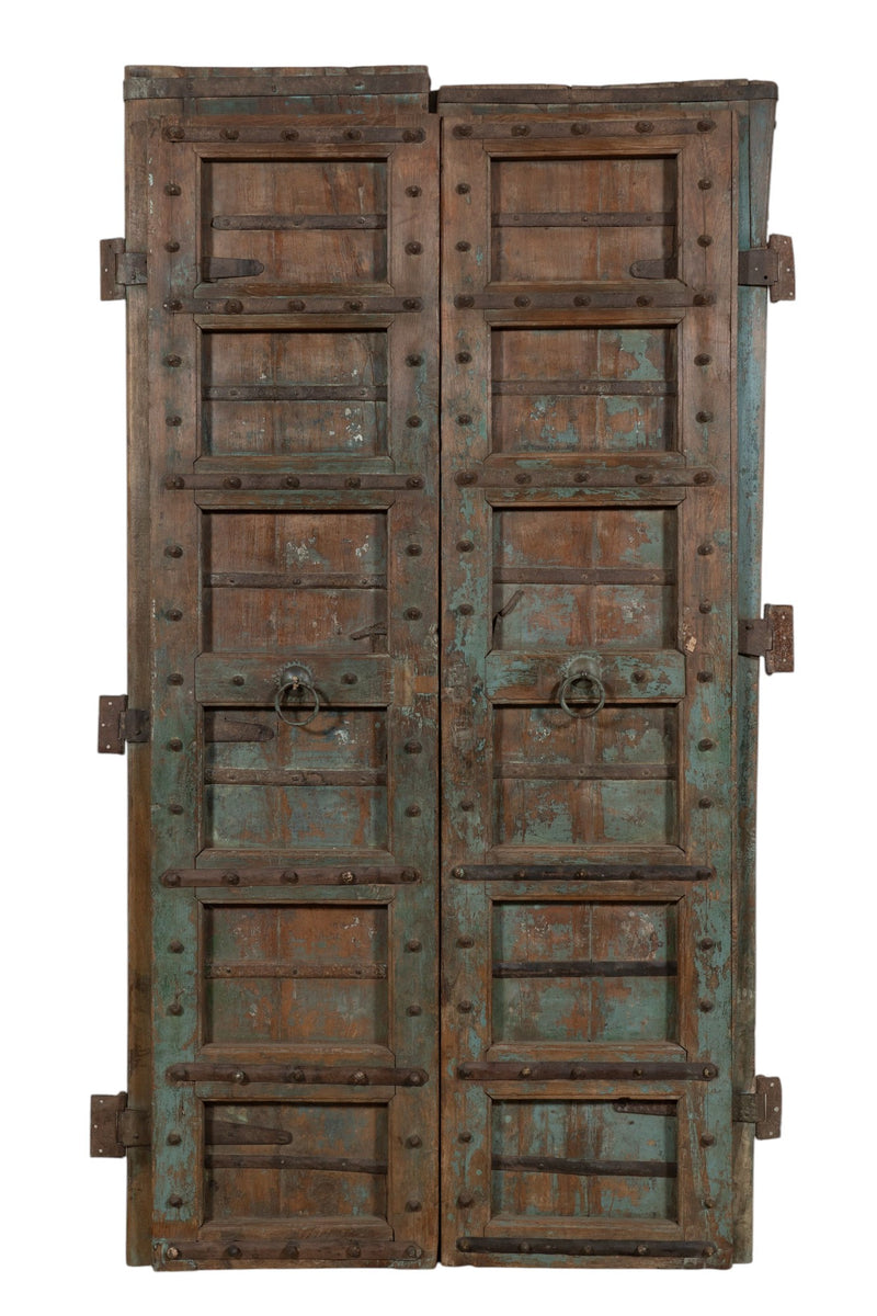 Biscottini Porta portone in legno massello e ferro da interno o da esterno vecchia e antica medievale scorrevole