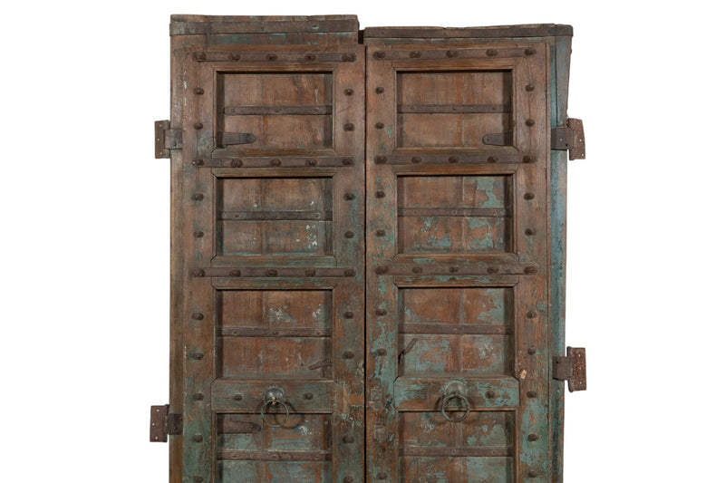 Biscottini Porta portone in legno massello e ferro da interno o da esterno vecchia e antica medievale scorrevole