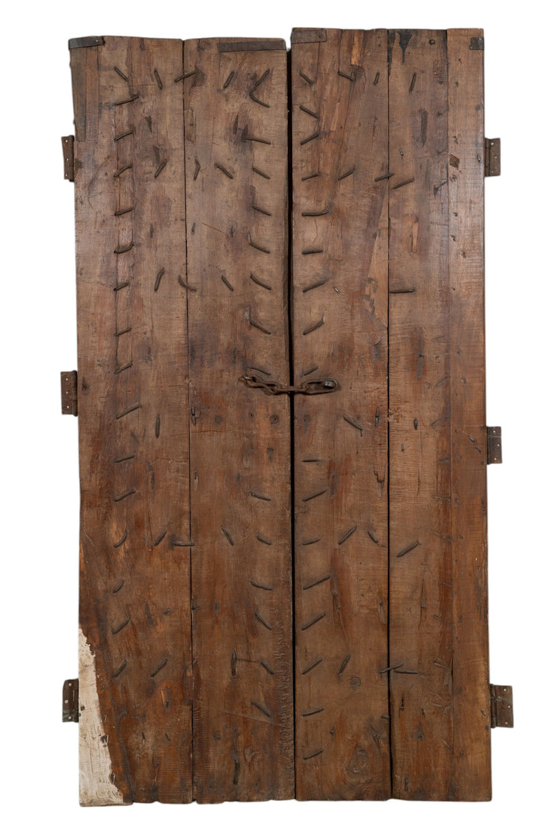 Biscottini Porta portone in legno massello e ferro da interno o da esterno vecchia e antica medievale scorrevole