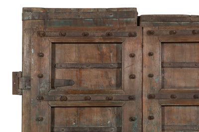 Biscottini Porta portone in legno massello e ferro da interno o da esterno vecchia e antica medievale scorrevole