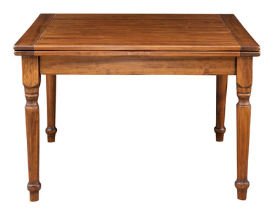 Biscottini Tavolo allungabile a libro Country in legno massello di tiglio finitura noce 120x120x80 cm. Made in Italy