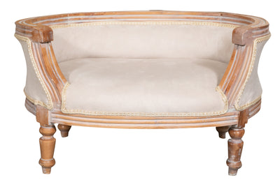 Biscottini POUF CON SCHIENALE STILE FRANCESE LUIGI XVI IN LEGNO MASSELLO DI FAGGIO XVI,