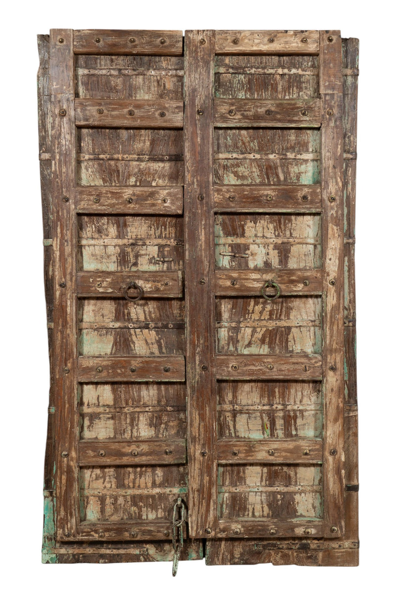 Biscottini Porta portone in legno massello e ferro da interno o da esterno vecchia e antica medievale scorrevole