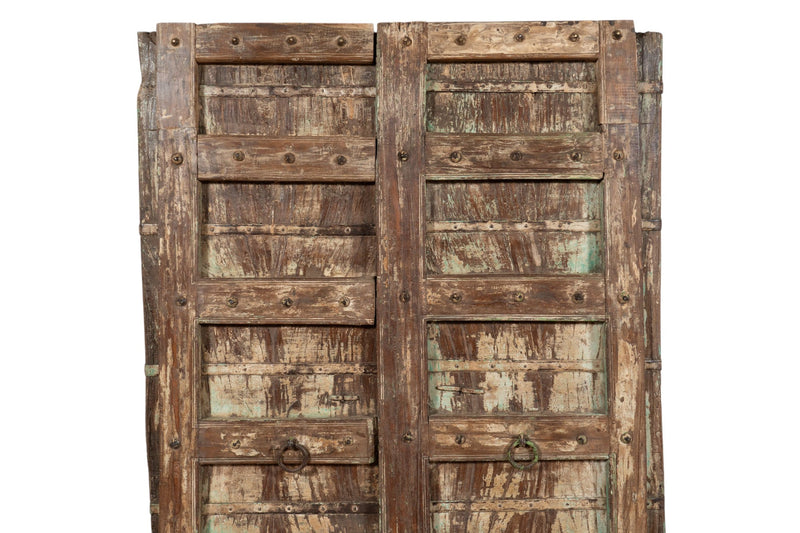 Biscottini Porta portone in legno massello e ferro da interno o da esterno vecchia e antica medievale scorrevole