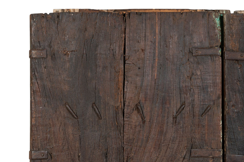 Biscottini Porta portone in legno massello e ferro da interno o da esterno vecchia e antica medievale scorrevole