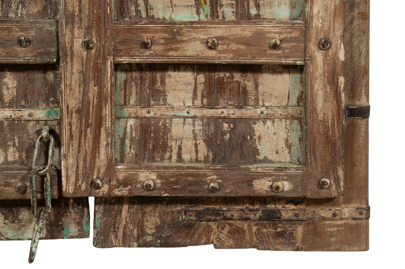 Biscottini Porta portone in legno massello e ferro da interno o da esterno vecchia e antica medievale scorrevole