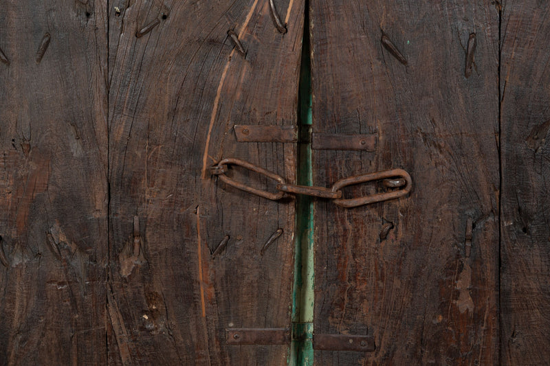 Biscottini Porta portone in legno massello e ferro da interno o da esterno vecchia e antica medievale scorrevole