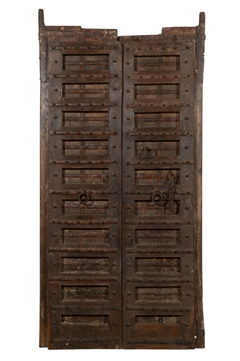 Biscottini Porta portone in legno massello e ferro da interno o da esterno vecchia e antica medievale scorrevole