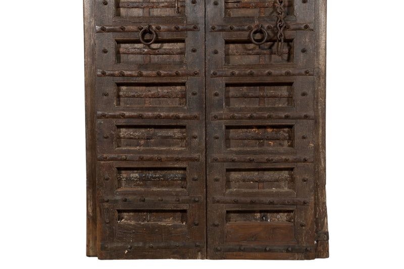 Biscottini Porta portone in legno massello e ferro da interno o da esterno vecchia e antica medievale scorrevole