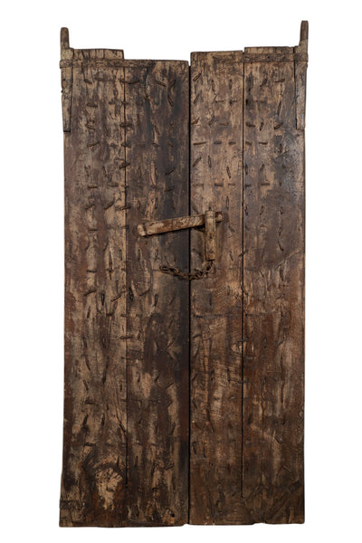 Biscottini Porta portone in legno massello e ferro da interno o da esterno vecchia e antica medievale scorrevole