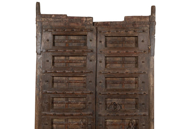 Biscottini Porta portone in legno massello e ferro da interno o da esterno vecchia e antica medievale scorrevole