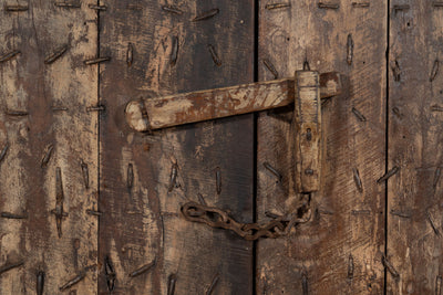 Biscottini Porta portone in legno massello e ferro da interno o da esterno vecchia e antica medievale scorrevole