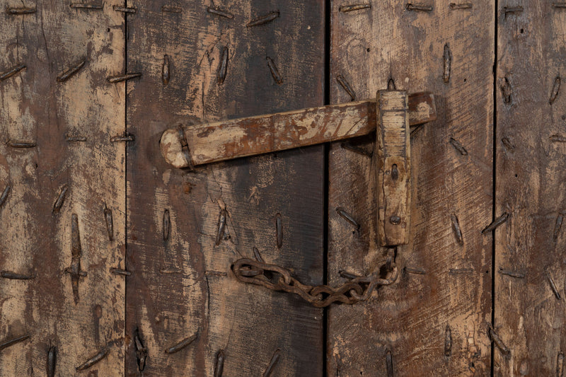 Biscottini Porta portone in legno massello e ferro da interno o da esterno vecchia e antica medievale scorrevole