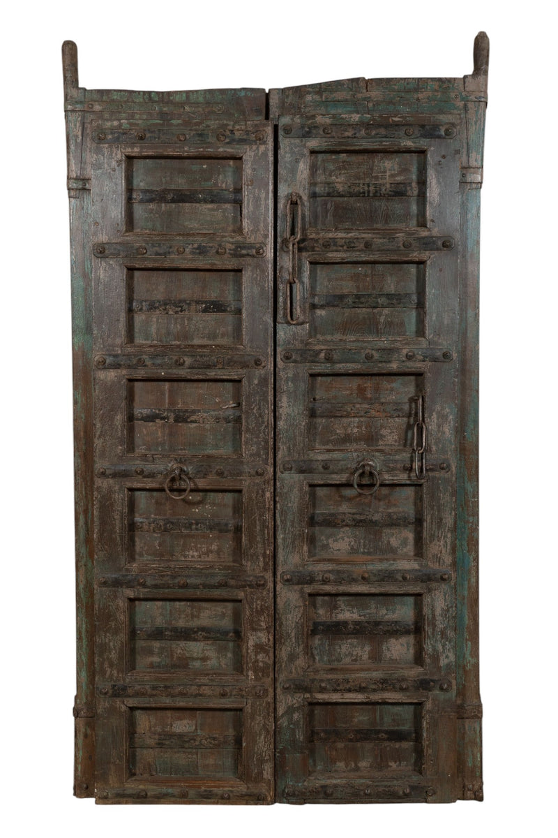 Biscottini Porta portone in legno massello e ferro da interno o da esterno vecchia e antica medievale scorrevole