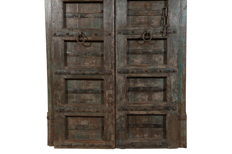 Biscottini Porta portone in legno massello e ferro da interno o da esterno vecchia e antica medievale scorrevole