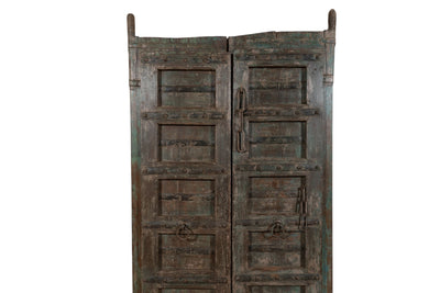 Biscottini Porta portone in legno massello e ferro da interno o da esterno vecchia e antica medievale scorrevole