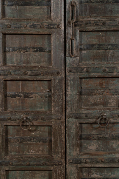 Biscottini Porta portone in legno massello e ferro da interno o da esterno vecchia e antica medievale scorrevole