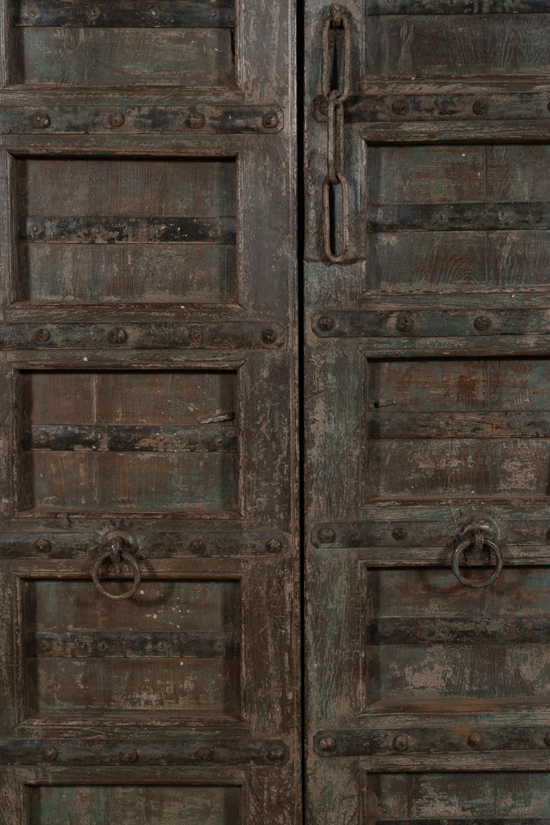 Biscottini Porta portone in legno massello e ferro da interno o da esterno vecchia e antica medievale scorrevole