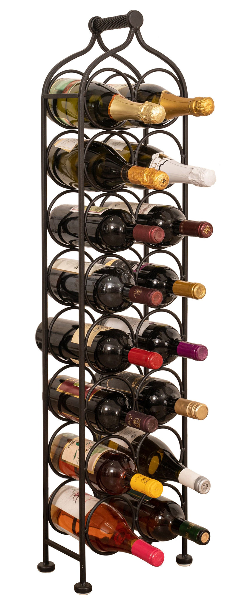 Biscottini Porta bottiglie in ferro battuto finitura nera anticata Molto stabile robusta