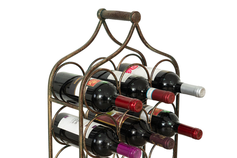 Biscottini Porta bottiglie in ferro battuto finitura nera anticata Molto stabile robusta