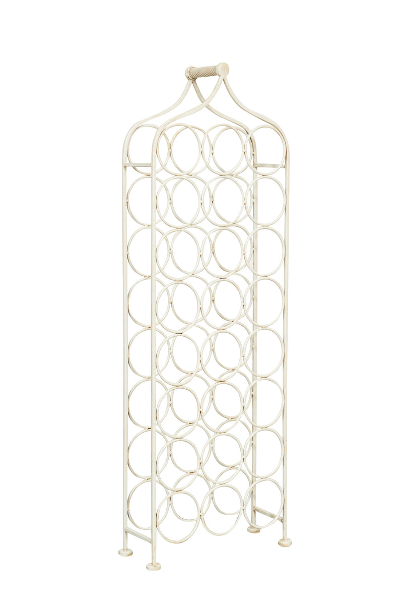 Biscottini Porta bottiglie in ferro battuto finitura bianca anticata Molto stabile robusta