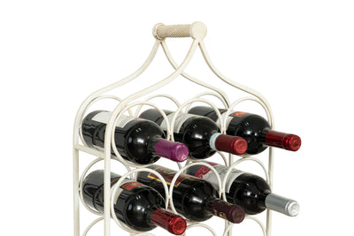 Biscottini Porta bottiglie in ferro battuto finitura bianca anticata Molto stabile robusta