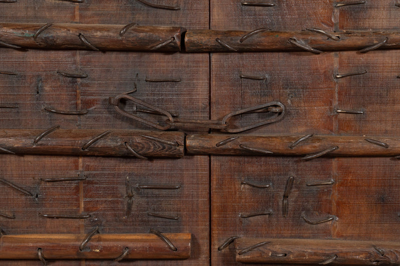 Biscottini Porta portone in legno massello e ferro da interno o da esterno vecchia e antica medievale