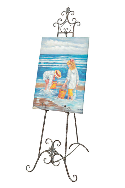 Biscottini Portaquadro in ferro battuto finitura ruggine anticata L53xPR96xH150 cm